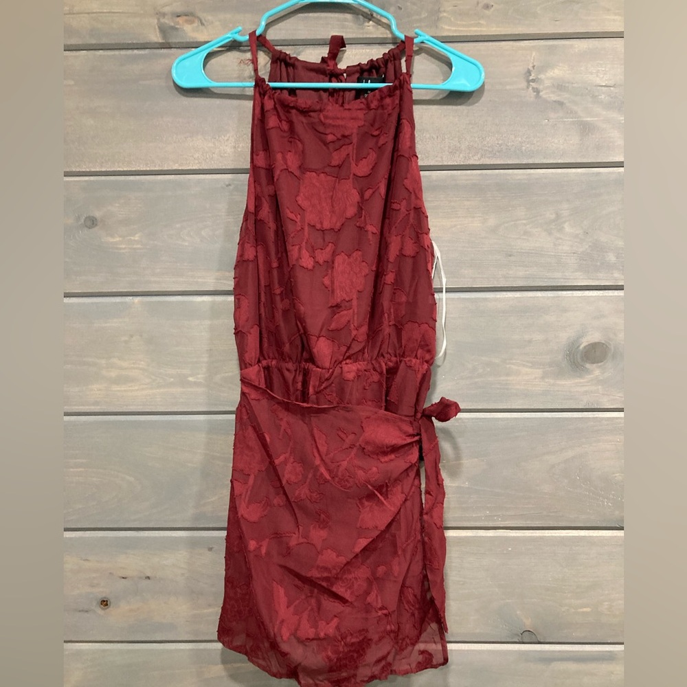 Women’s Lulus Wine Red Burnout Chiffon Skort Romper